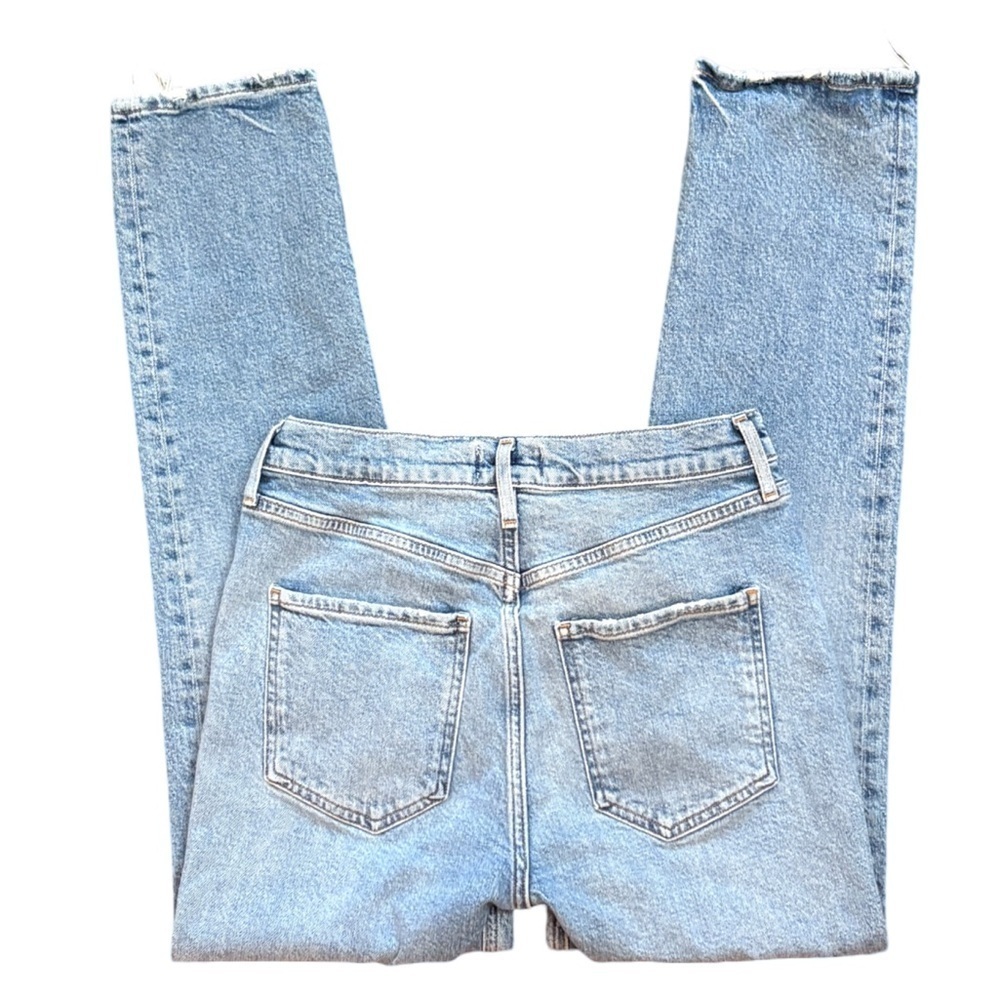 AGOLDE Riley Long High Rise Slim Straight Light Medium Blue Button Fly Size 27 - Picture 7 of 15